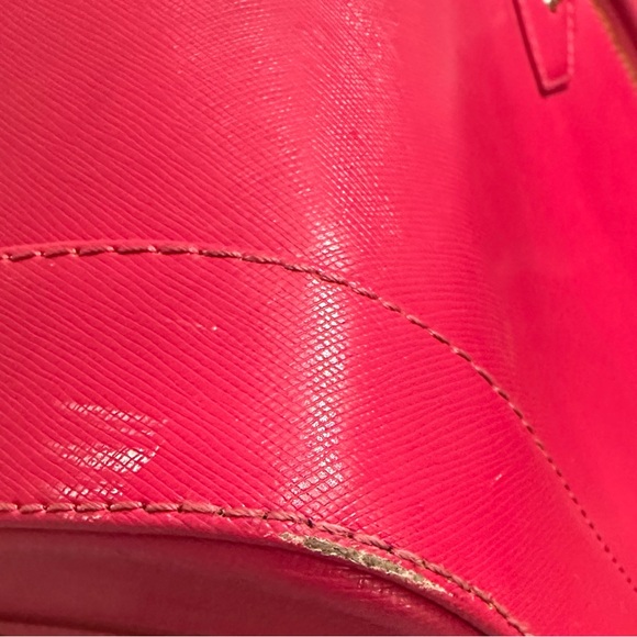 PULICATI Saffiano Leather Large Domed Satchel Tote Purse Handbag Pink Womens - Picture 8 of 9